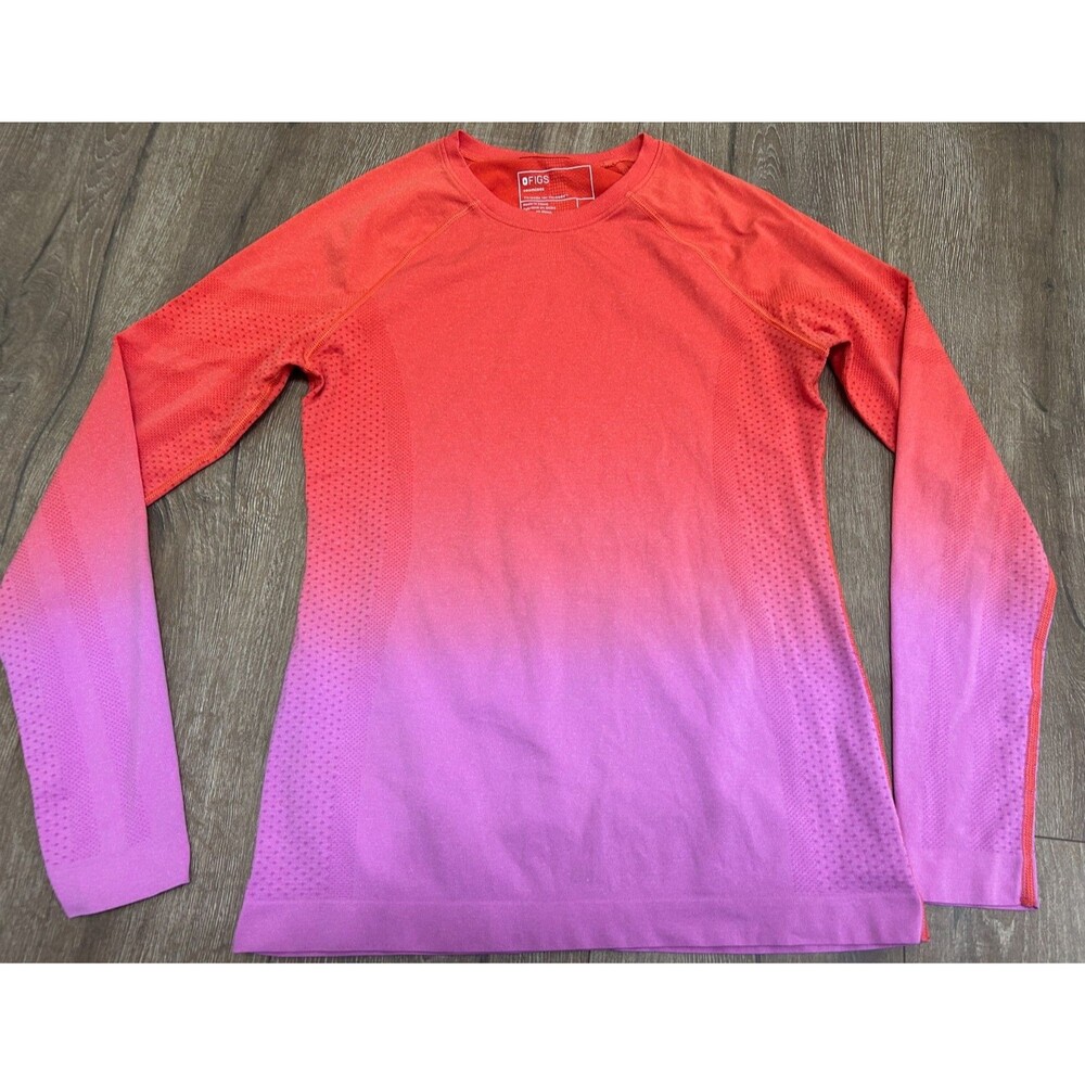 FIGS Salta Seamless Long Sleeve Underscrub Scrub Top Medium Purple Pink Ombre
